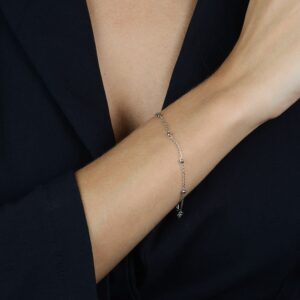 Pulseira Ródio De Bolinhas Delicada