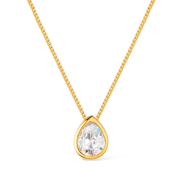 Colar Dourado de Gota em Zircônia